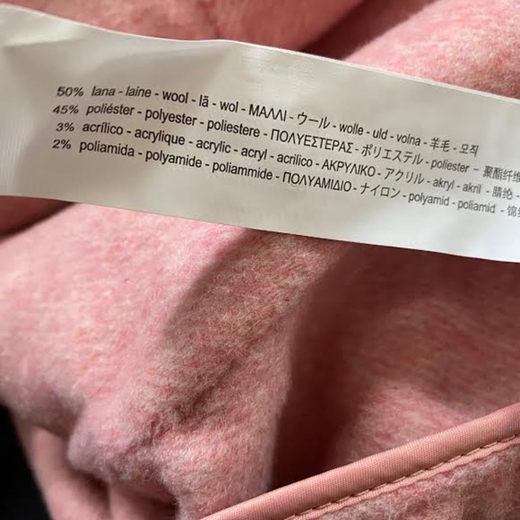 NWOT ZARA HANDMADE Outwear Women S Pink Wool Long Coat Jacket - Picture 10 of 11